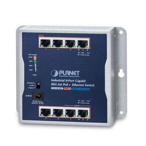 WGS-818HP Industrial 8-Port 10/100/1000T Wall-Mounted Gigabit PoE+ Switch