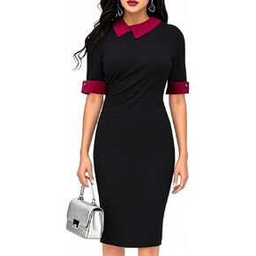 فستان Oxiuly النسائي القديم Bodycon بطول الركبة فساتين المكتب الرسمية للعمل قلم رصاص OX276