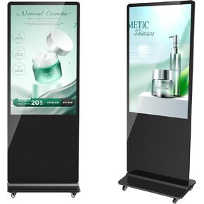 Digital Signage Display, LCD Screen Digital Kiosks & Interactive Displays 4K Totem Floor Standing Auto AD Player with USB/HDMI/WiFi Android OS(65'' Black Non-Touch)