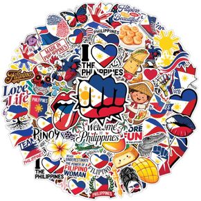100pcs Philippines Stickers - Filipino Sticker Waterproof Decals for Water Bottles Laptop Luggage Computer Scrapbooking Teens Adults Girls Kids Funny Party Birthday Decorations