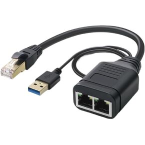 RJ45 1 Male to 2 Female Socket Port USB RJ45 2 in 1 LAN Ethernet Network Splitter Extender Adapter Network Extension Cable