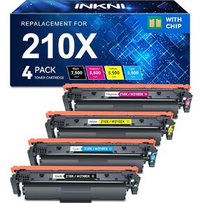 InkNI 210X Toner Cartridges Compatible Replacement for HP 210X 210A 210 Toner Cartridges 4 Pack High Yield Work for HP Color Pro MFP 4301fdw 4301fdn Pro 4201dw 4201dn Printer W2100X W2100A with Chip