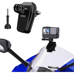 Aluminum Alloy Motorcycle Windshield Clip Camera Mount for GoPro Hero 13 12 11 10,Insta360 X5 X4 X3 Go 3 Ace Pro 2,DJI Osmo 3 4 5 Pro Camera Clamp Accessories