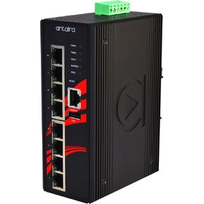 Antaira LMX-0800 Industrial-Grade 8-Port Managed Fast Ethernet Switch, DIN-Rail Mount, -10 to 70°C Operating Temperature, Redundant 12 to 48 VDC Power Input