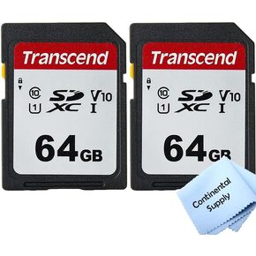 2 Pack Transcend 64GB SD Flash Memory Card, with Continental Cloth