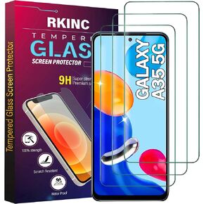 RKINC Screen Protector [3 Pieces] for Samsung Galaxy A35 5G, Tempered Glass Film, 9H 0.33 mm [Anti-Scratch][Anti-Shatter][Bubble Free][LifetimeWarranty]