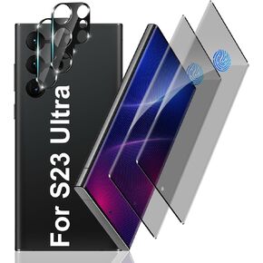 2+2 Pack Galaxy S23 Ultra Privacy Screen Protector with Camera Lens Protector,True 28° Anti-Spy,Full Coverage,9H Tempered Glass, Anti-Fingerprint,Scratch-Resistant,Bubble-Free,Easy Installation for Samsung Galaxy S23 Ultra-6.8 Inch