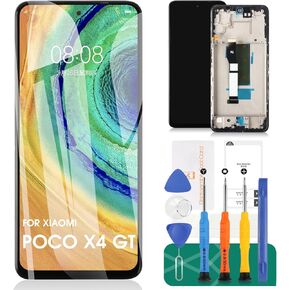 for Xiaomi Poco X4 GT LCD Screen Replacement for Xiaomi Poco X4 GT Display Digitizer Repair Kits for Xiaomi Poco X4 GT Touch Screen Assembly Replacement with Frame 22041216G