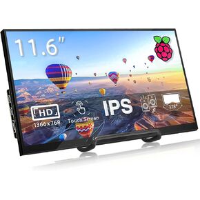 11.6 Inch Raspberry Pi Screen FHD 1366x768 Touchscreen Monitor IPS Second Screen Display with Dual-Speakers for Raspberry Pi 5/4/3/2/ Win11/10/8/7 Jetson Nano