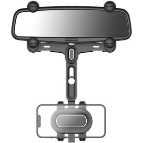 Rearview Mirror Phone Holder for Car, Upgraded 360° Rotating Rear View Mount with Adjustable Arm Length and Four Corners Fixed Anti-Shake Design for All Phones and Car (01)