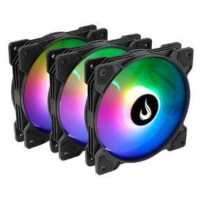 3X Computer Case Cooler Fan - Rise Mode USA - X Led Black -120mm - ARGB - Remote Control Button on The Case