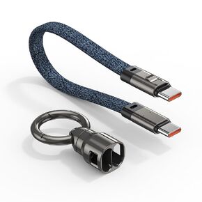 A.S USB C Cable -keychain Charger Cable ، Short 240W PD Cord Fast Charging ، USB C to USB C Cable 480MBPS TRANVERS ، Thunderbolt 3 for Macbook Android Auto Outso SSD Type C Devices (1 pack/0.49ft)
