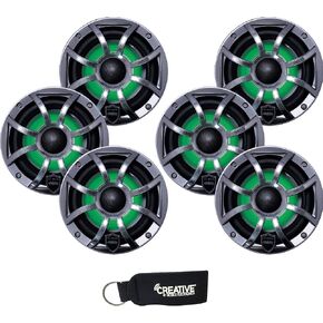 Wet Sounds - Three Pairs of REVO 6-XSG-SS Gunmetal XS/Stainless Overlay Grill 6.5 Inch Marine LED Coaxial Speakers
