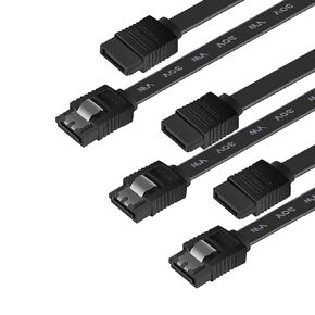 SATA Cable III, 6 Pack SATA Cable III 6Gbps Straight HDD SDD Data Cable with Locking Latch 20 Inch Compatible for SATA HDD, SSD, CD Driver, CD Writer - Black