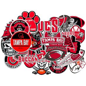 25PCS Tampa Stickers Bay Pack Buccaneers — Florida Football and Rugby Decals for Water Bottle, Laptop, Car, Helmet, Scrapbook — Waterproof Vinyl Tampa Gifts for Kids Teens Adults Fans — Cool