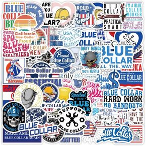 50 PCS Blue Collar Stickers,Funny Hard Hat Stickers for Adults,Vinyl Waterproof Decal for Tool Box,Helmet,Water Bottle,Blue Collar Gifts for Mechanics,Electricians,Welders,Constructions