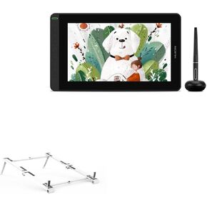 BoxWave Stand and Mount Compatible with Huion Kamvas 12 GS1161 (11.6 in) - Pocket Aluminum Stand 3-in-1, Portable Multi Angle Viewing Riser - Metallic Silver
