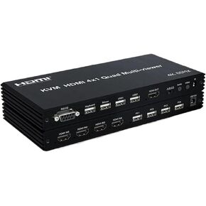 HDMI 4x1 Multi-viewer KVM switcher 4K Seamless Quad Screen Real Time Multi Viewer Splitter 4 in 1 Out HDMI Switch Adapter(4x1 KVM 4K60,EU Plug)