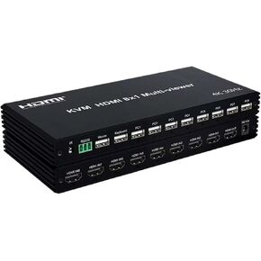 KVM HDMI Quad Splitter Screen Multiviewer 4x1 8x1 4K Multivisor HDMI KVM Quad 4x1 Seamless SegmentAcion Switch for USB Keyboard (4x1 KVM 4K60 ، US Plug)