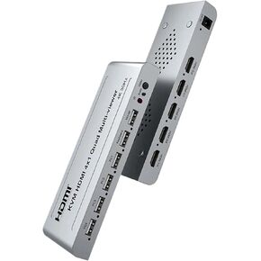 KVM HDMI 4X1 Quad Multi Viewer Switch 4 in 1 Out Vedio Processor Screen Multiviewer Seamless 1080P Supports USB Keyboard Mouse(1080P 60Hz 4x1,AU Plug)