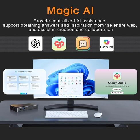 Ai Mini PC Windows11,16GB DDR5 1T SSD VESA Mini Computersfor NAS Home Office, Gaming,Business Small pc Dual HDMI/4K 60Hz/WiFi6/BT5.2/HTPC/Soft Routing/pcdn in Saudi Arabia