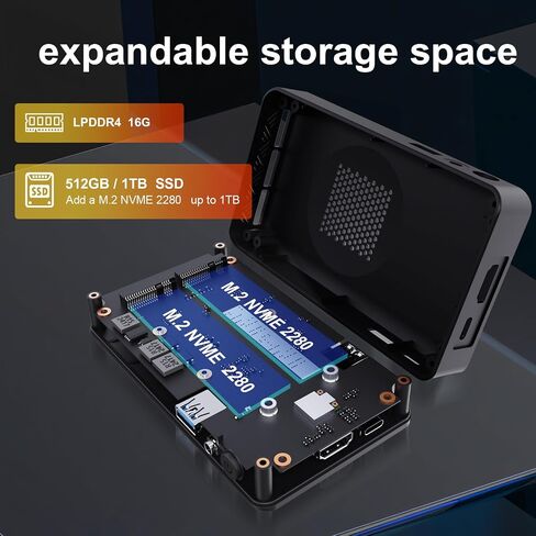 Ai Mini PC Windows11,16GB DDR5 1T SSD VESA Mini Computersfor NAS Home Office, Gaming,Business Small pc Dual HDMI/4K 60Hz/WiFi6/BT5.2/HTPC/Soft Routing/pcdn in Saudi Arabia
