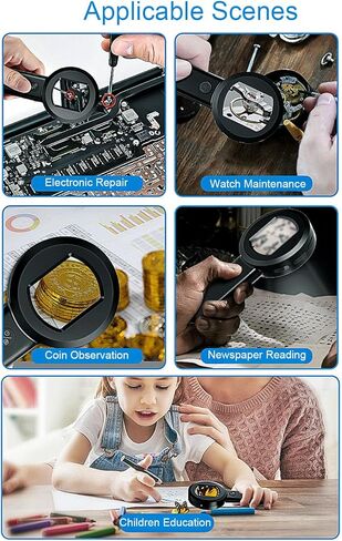Handheld Microscope with 2.0 Inch Screen, 50X 16MP Camera Digital Magnifying Glass Trichome Handheld Illuminated Magnifier with 8 LED Lights for Repair Reading Jewelry Inspection in Saudi Arabia