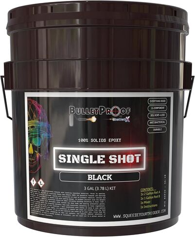 راتنجات مضادة للرصاص: طلقة واحدة | مجموعة راتنجات إيبوكسي صلبة بنسبة 100% (3 جالون) خالية من المذيبات، طبقة نهائية لامعة مكونة من مكونين - مركبات عضوية متطايرة منخفضة! الاستخدام الصناعي، الكراجات، الأرضيات، الخشب، الأكريليك والمزيد! (واضح) in Kuwait