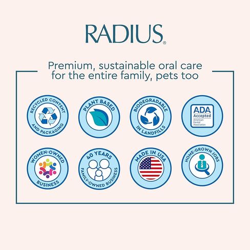 خيط تنظيف الأسنان بالنعناع من RADIUS، 55 ياردة، نباتي وغير سام، يعزز الحماية الكاملة للأسنان واللثة - عبوة من 6 قطع in Saudi Arabia