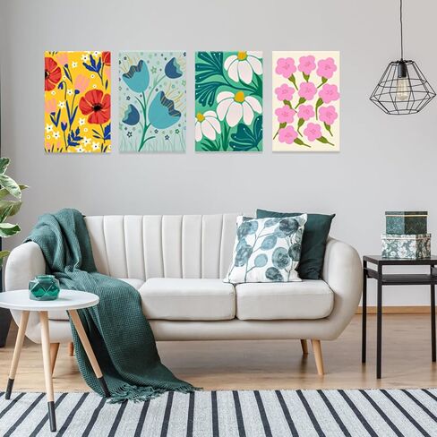 UNIQUORS 4 PCS Paint by Numbers for Adults Framed Canvas, Moon Mountain Landscape Oil Painting Crafts for Adults Kids Beginner, Acrylic Paint Set for Home Wall Decor, 8 X 8 in in Saudi Arabia