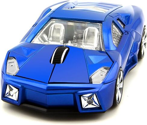 3C Light Car Mouse Wireless 2.4Ghz ، Cool 3D Sport Car Shape Mouse Mice 1600 DPI مع جهاز استقبال USB مناسب للكمبيوتر/الكمبيوتر/الكمبيوتر المحمول (الأزرق) in Kuwait
