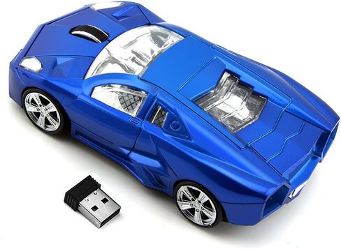 3C Light Car Mouse Wireless 2.4Ghz ، Cool 3D Sport Car Shape Mouse Mice 1600 DPI مع جهاز استقبال USB مناسب للكمبيوتر/الكمبيوتر/الكمبيوتر المحمول (الأزرق) in Kuwait