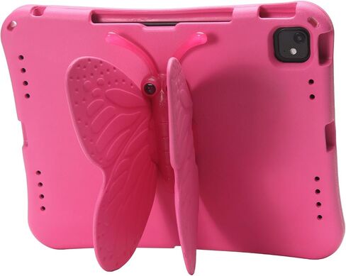 Butterfly Kids Case for iPad Air 13 Inch M3/M2 (2025/2024), iPad Pro 13 (M4) 2024, iPad Pro 12.9 (2022/2021/2020/2018), 3D Cartoon EVA Foam Shockproof Stand Cover for Girls - Magenta in Saudi Arabia