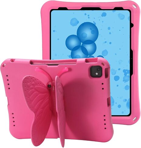 Butterfly Kids Case for iPad Air 13 Inch M3/M2 (2025/2024), iPad Pro 13 (M4) 2024, iPad Pro 12.9 (2022/2021/2020/2018), 3D Cartoon EVA Foam Shockproof Stand Cover for Girls - Magenta in Saudi Arabia