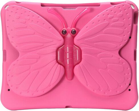 Butterfly Kids Case for iPad Air 13 Inch M3/M2 (2025/2024), iPad Pro 13 (M4) 2024, iPad Pro 12.9 (2022/2021/2020/2018), 3D Cartoon EVA Foam Shockproof Stand Cover for Girls - Magenta in Saudi Arabia