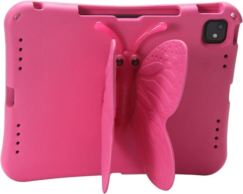 Butterfly Kids Case for iPad Air 13 Inch M3/M2 (2025/2024), iPad Pro 13 (M4) 2024, iPad Pro 12.9 (2022/2021/2020/2018), 3D Cartoon EVA Foam Shockproof Stand Cover for Girls - Magenta in Saudi Arabia