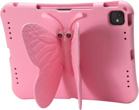 Butterfly Kids Case for iPad Air 13 Inch M3/M2 (2025/2024), iPad Pro 13 (M4) 2024, iPad Pro 12.9 (2022/2021/2020/2018), 3D Cartoon EVA Foam Shockproof Stand Cover for Girls - Magenta in Saudi Arabia