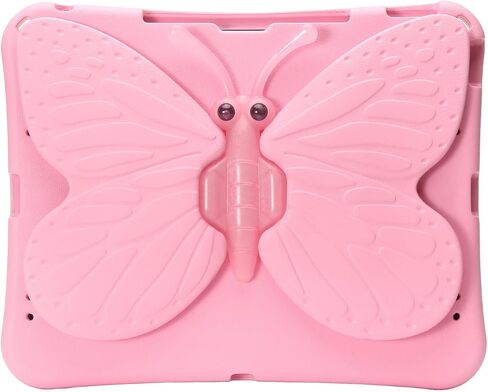 Butterfly Kids Case for iPad Air 13 Inch M3/M2 (2025/2024), iPad Pro 13 (M4) 2024, iPad Pro 12.9 (2022/2021/2020/2018), 3D Cartoon EVA Foam Shockproof Stand Cover for Girls - Magenta in Saudi Arabia