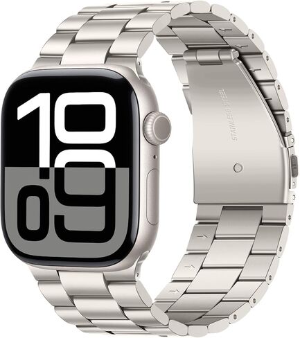 Tasikar Band Compatible with Apple Watch Band 49mm 45mm 44mm 42mm Premium Stainless Steel Metal Replacement Strap Compatible with Apple Watch Ultra 2 Ultra Series 9 8 7 6 5 4 3 2 1 SE, Titanium in Kuwait