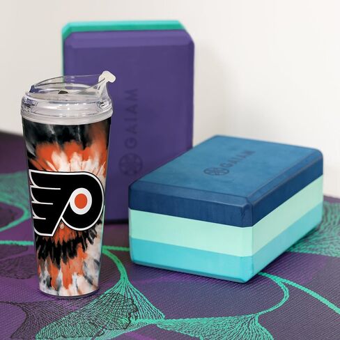 Rico Industries NHL Hockey Vegas Golden Knights Team Color Tie Dye 24oz Metallic Acrylic Tumbler with Hinged Lid, Officially Licensed Double Wall Tumbler with Straw in Saudi Arabia