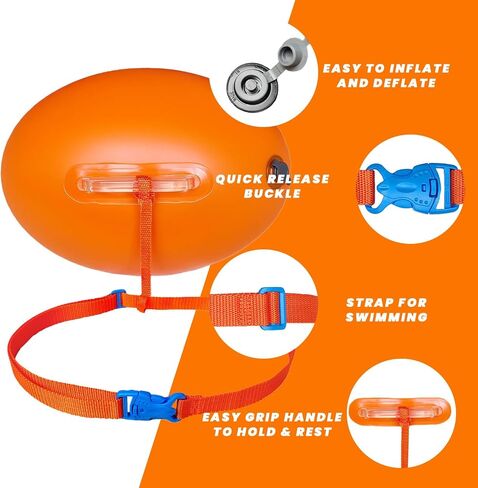 OLNIEZZL Swim Buoy for Open Water,Pool Buoy Swim Training Snorkel Float,Swimming Belt Floatation Devices for Adults Swimming Bubble Safety Float with Adjustable Waist Belt in Saudi Arabia