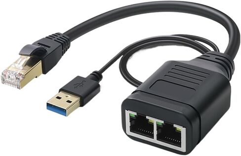 RJ45 1 Male to 2 Female Socket Port USB RJ45 2 in 1 LAN Ethernet Network Splitter Extender Adapter Network Extension Cable in Kuwait
