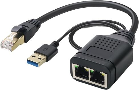 RJ45 1 Male to 2 Female Socket Port USB RJ45 2 in 1 LAN Ethernet Network Splitter Extender Adapter Network Extension Cable in Kuwait