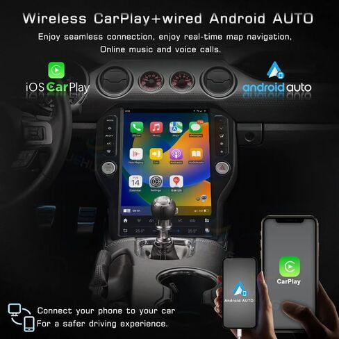 Qualcomm Android 13 Radio for Ford Mustang 2015-2020 Stereo Upgrade 14.4 inch 2K IPS Screen 8G+128G Build-In Wireless Carplay/Android Auto/WiFi 4G LTE in Kuwait