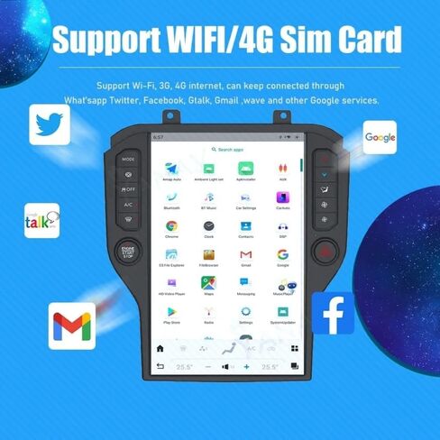 Qualcomm Android 13 Radio for Ford Mustang 2015-2020 Stereo Upgrade 14.4 inch 2K IPS Screen 8G+128G Build-In Wireless Carplay/Android Auto/WiFi 4G LTE in Kuwait