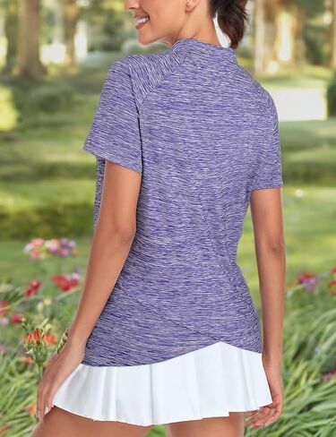 قمصان بولو جولف للسيدات من Tanst Sky، قمصان رياضية ماصة للرطوبة، سحاب لتمارين التنس، سريعة الجفاف in Kuwait