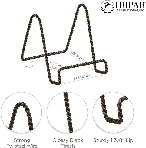 tripar 23 – 1242 Twisted سلك طبق/حامل لوحة حامل العرض ، باللون الأسود ، مقاس 6. 5 " in Kuwait