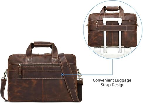 شنطة كتف من الجلد المحبب بالكامل للرجال من هيسباري مقاس 17 انش، شنطة ماسنجر كروس وشنطة لابتوب للمكتب والعمل والسفر والاعمال in Kuwait