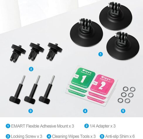 emart emart undisive kiting kit ، gopro mount mount base sticky in base متوافق مع Insta360 x4 x3 x2 واحد Rs لـ GoPro Max 360 Panoramic Camera Hero 13/12/11/10/9 DJI Motorcycle Accessories (3 pcs) in Kuwait