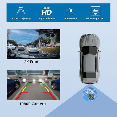 Wireless Apple Carplay & Android Auto 10.26 "شاشة تعمل باللمس مع 2K Dash Cam ، الكاميرا الاحتياطية 1080 بكسل ، التنقل في GPS ، التحكم الصوتي ، Bluetooth ، Link Link ، Aux & FM Support ، 64g in Saudi Arabia